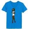 Ladies’  Junior Fine Jersey V-Neck Longer Length T-Shirt Thumbnail