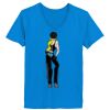 Ladies’  Junior Fine Jersey V-Neck Longer Length T-Shirt Thumbnail