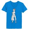 Ladies’  Junior Fine Jersey V-Neck Longer Length T-Shirt Thumbnail