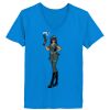 Ladies’  Junior Fine Jersey V-Neck Longer Length T-Shirt Thumbnail